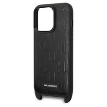 Заредете изображение във визуализатора на галерията – Karl Lagerfeld KLHCP14XSTMMK iPhone 14 Pro Max 6.7" hardcase black/black Monogram Plaque Logo Strap
