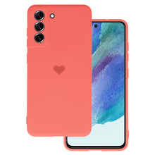 Заредете изображение във визуализатора на галерията – Vennus Silicone Heart Case for Samsung Galaxy S21 FE design 1 coral
