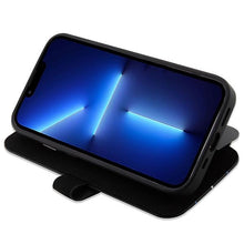Заредете изображение във визуализатора на галерията – Case BMW BMBKP14L22RVSK iPhone 14 Pro 6.1" black/black bookcase Leather Stamp Blue Lines
