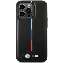 Заредете изображение във визуализатора на галерията – Case BMW BMHCP14L22PVTK iPhone 14 Pro 6.1" black/black Quilted Tricolor
