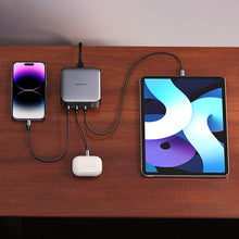 Заредете изображение във визуализатора на галерията – Ugreen Nexode fast desktop charger GaN 3xUSB-C / 1xUSB-A 100W gray (CD328)
