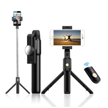 Заредете изображение във визуализатора на галерията – Selfie Stick - with detachable bluetooth remote control and tripod - K10 BLACK
