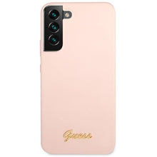 Заредете изображение във визуализатора на галерията – Guess GUHCS23SLSLMGPP S23 S911 pink/pink hardcase Silicone Script Metal Logo
