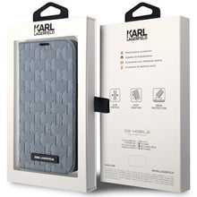 Заредете изображение във визуализатора на галерията – Karl Lagerfeld KLBKP14LSAKLHPG iPhone 14 Pro 6.1" bookcase silver/silver Saffiano Monogram
