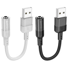 Заредете изображение във визуализатора на галерията – HOCO adaptor AUX USB to Jack 3,5mm (female) Spirit LS37 black
