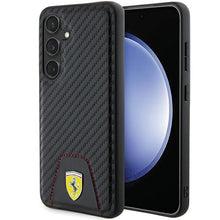 Заредете изображение във визуализатора на галерията – Original FERRARI hardcase Carbon Stitched Bottom FEHCS24SN3PUK for Samsung Galaxy  S24 Black
