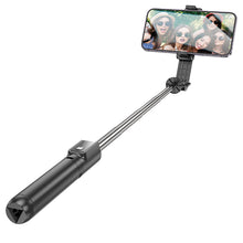 Заредете изображение във визуализатора на галерията – Borofone Selfie Stick BY11 Happy bluetooth with tripod and remote control black
