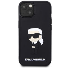 Заредете изображение във визуализатора на галерията – Original Pouch KARL LAGERFELD hardcase Rubber Ikonik 3D KLHCP14S3DRKINK for Iphone 14 Black
