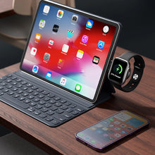 Заредете изображение във визуализатора на галерията – Joyroom JR-WQS02 iPhone AirPods Apple Watch 4in1 charging station foldable - black

