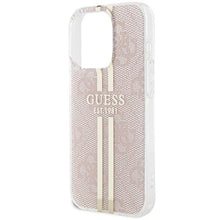 Заредете изображение във визуализатора на галерията – Original faceplate case GUESS GUHCP15LH4PSEGP for iPhone 15 Pro (4G Gold  Stripe / pink)
