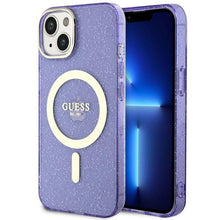 Заредете изображение във визуализатора на галерията – Guess GUHMP14MHCMCGU iPhone 14 Plus 6.7" purple/purple hardcase Glitter Gold MagSafe
