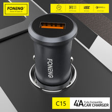 Заредете изображение във визуализатора на галерията – Foneng Car charger C15 - USB - 20W 4A silver

