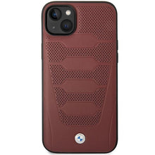 Заредете изображение във визуализатора на галерията – Case BMW BMHCP14S22RPSR iPhone 14 6.1" burgundy/burgundy Leather Seats Pattern
