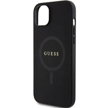 Заредете изображение във визуализатора на галерията – Original Case GUESS hardcase Saffiano MagSafe GUHMP15MPSAHMCK for Iphone 15 Plus black
