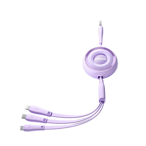 Joyroom S-A40 Colorful Series 3in1 retractable cable USB-A to USB-C / Lightning / microUSB 1m - purple