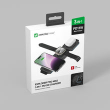 Заредете изображение във визуализатора на галерията – Amazing Thing Induction charger Magsafe Explorer Pro Mag 3 in 1 EP3IN1SET - 15W with Type C to Type C cable black
