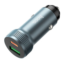 Заредете изображение във визуализатора на галерията – HOCO car charger USB QC 18W + Type C 20W PD38W Z49B Level metal gray
