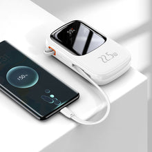 Заредете изображение във визуализатора на галерията – Baseus Qpow Digital Display powerbank with fast charging 20000mAh 22.5W QC/PD/SCP/FCP with built-in USB-C cable white
