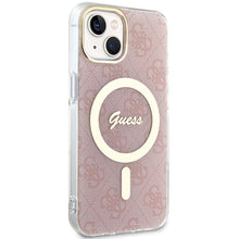 Заредете изображение във визуализатора на галерията – Original Case GUESS hardcase IML 4G MagSafe GUHMP15SH4STP for Iphone 13/14/15 pink

