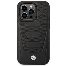 Заредете изображение във визуализатора на галерията – Case BMW BMHMP14X22RPSK iPhone 14 Pro Max 6.7" black/black Leather Seats Pattern MagSafe
