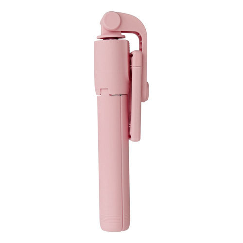 Combo selfie stick with tripod and remote control bluetooth pink R1