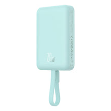 Заредете изображение във визуализатора на галерията – Baseus Magnetic Mini MagSafe 10000mAh 20W powerbank with built-in Lightning cable - blue + Baseus Simple Series USB-C - USB-C 60W 0.3m cable
