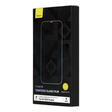 Заредете изображение във визуализатора на галерията – Baseus Tempered Glass for iPhone 14 / 13 Pro / 13 Full Screen with Speaker Cover 0.4mm + Mounting Kit

