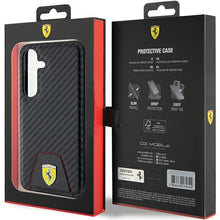 Заредете изображение във визуализатора на галерията – Original FERRARI hardcase Carbon Stitched Bottom FEHCS24SN3PUK for Samsung Galaxy  S24 Black
