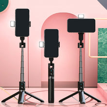 Заредете изображение във визуализатора на галерията – Selfie Stick - with detachable bluetooth remote control, tripod and LED light - P90D BLACK
