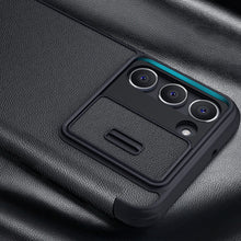 Заредете изображение във визуализатора на галерията – Nillkin Qin Cloth Pro Case for Samsung Galaxy S23+ Flip Cover Camera Cover Gray
