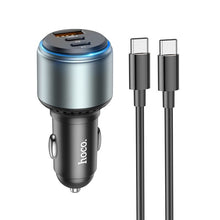 Заредете изображение във визуализатора на галерията – HOCO car charger USB QC + 2x Type C with cable Type C to Type C PD 95W Galloper NZ9 black
