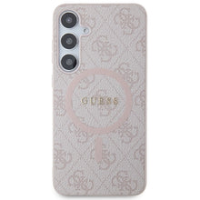 Заредете изображение във визуализатора на галерията – Guess 4G Collection Leather Metal Logo MagSafe case for Samsung Galaxy S24+ - pink
