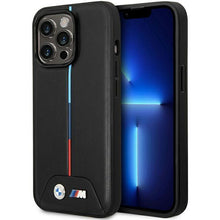Заредете изображение във визуализатора на галерията – Case BMW BMHCP14L22PVTK iPhone 14 Pro 6.1" black/black Quilted Tricolor
