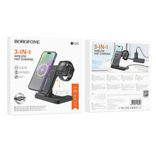 Заредете изображение във визуализатора на галерията – Borofone Wireless induction charger BQ26 Best 3 in 1 15W black
