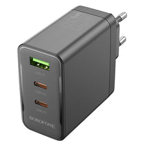 Заредете изображение във визуализатора на галерията – Borofone Wall charger BN12 Manager - USB + 2xType C - PD 65W 3A black
