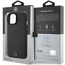 Заредете изображение във визуализатора на галерията – Mercedes Smooth Leather MagSafe case for iPhone 15 - black
