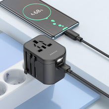 Заредете изображение във визуализатора на галерията – Borofone Travel charger adapter BAC1 - 2xUSB, USA, UK, EU, AU black
