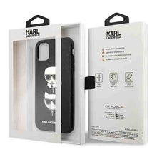 Заредете изображение във визуализатора на галерията – Original Pouch KARL LAGERFELD -  hardcase Saffiano Ikonik Karl&amp;Choupette Head KLHCN61SAKICKCBK for Iphone 11 - black
