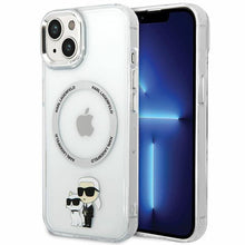 Заредете изображение във визуализатора на галерията – Karl Lagerfeld KLHMP13MHNKCIT iPhone 13 6.1" hardcase transparent Iconic Karl&amp;Choupette Magsafe
