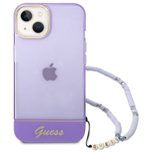 Заредете изображение във визуализатора на галерията – Original faceplate case guess guhcp14shgcohu for iphone 14 (iml electro cam w. strap translucent / purple)
