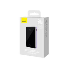 Заредете изображение във визуализатора на галерията – Baseus Magnetic Bracket Wireless Fast Charge Power Bank 10000mAh 20W Purple（With Xiaobai series fast charging Cable Type-C to Type-C 60W(20V/3A) 50cm White）
