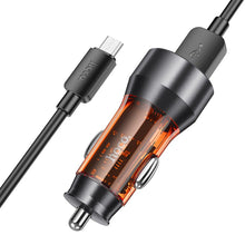 Заредете изображение във визуализатора на галерията – HOCO car charger 2 x USB QC 18W + cable USB to Micro NZ12 transparent orange
