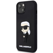Заредете изображение във визуализатора на галерията – Original Pouch KARL LAGERFELD hardcase Rubber Ikonik 3D KLHCP14S3DRKINK for Iphone 14 Black
