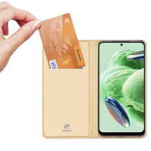 Заредете изображение във визуализатора на галерията – Dux Ducis Skin Pro Case for Xiaomi Redmi Note 12 Pro+ Flip Card Wallet Stand Gold
