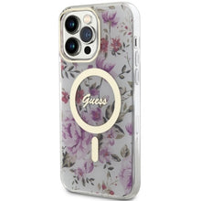 Заредете изображение във визуализатора на галерията – Original Case GUESS hardcase Flower MagSafe GUHMP14LHCFWST for Iphone 14 Pro transparent

