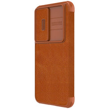 Заредете изображение във визуализатора на галерията – Nillkin Qin Leather Pro Case for Samsung Galaxy S23+ flip cover camera cover brown
