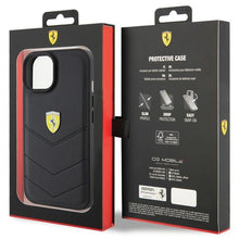 Заредете изображение във визуализатора на галерията – Original FERRARI hardcase Quilted Metal Logo FEHCP15SRDUK do Iphone 15 Black
