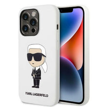 Заредете изображение във визуализатора на галерията – Karl Lagerfeld KLHCP14LSNIKBCH iPhone 14 Pro 6.1" hardcase white/white Silicone Ikonik
