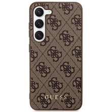 Заредете изображение във визуализатора на галерията – Guess GUHCS23MG4GFBR S23+ S916 brown/brown hard case 4G Metal Gold Logo
