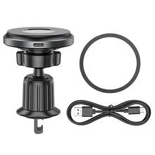 Заредете изображение във визуализатора на галерията – Borofone Car holder BH202 Seaside magnetic with induction charging to air vent mount for Magsafe black
